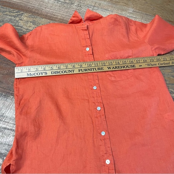 J. Jill Love Linen women’s size XS Vibrant Orange Button Down Shirt - Picture 6 of 9
